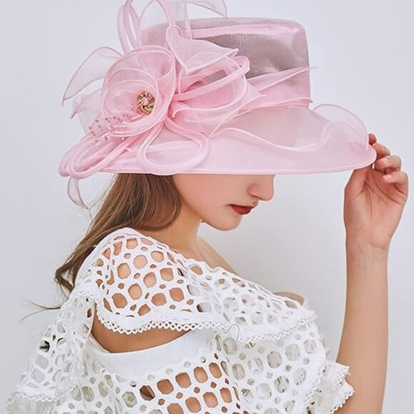 Derby Church Fashion Hat Bridal Tea Party Wedding Horse Race Statement PINK main image 4